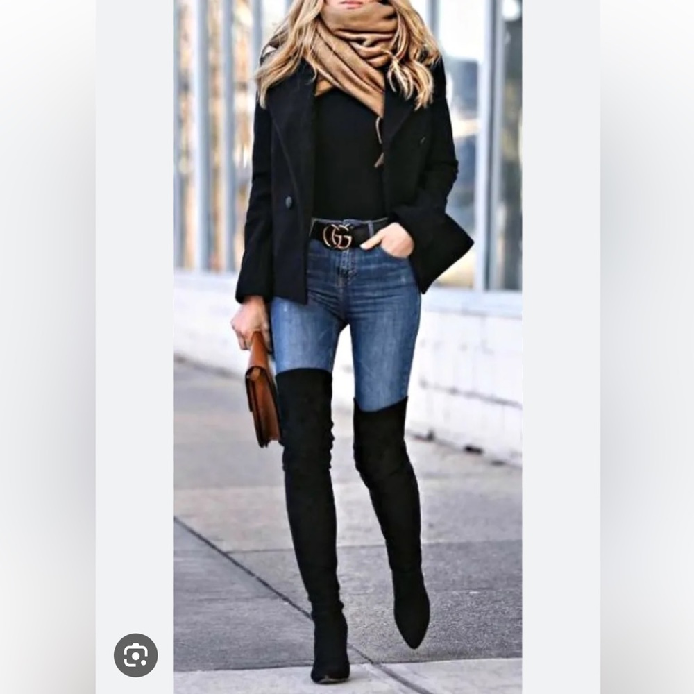 Prada over the knee boots thigh high suede boots in black